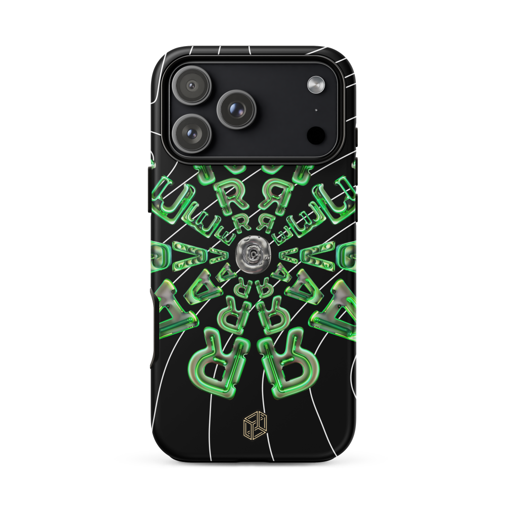 RAVER iPhone 17 Pro Max matte case green geometric festival rave shockproof protection