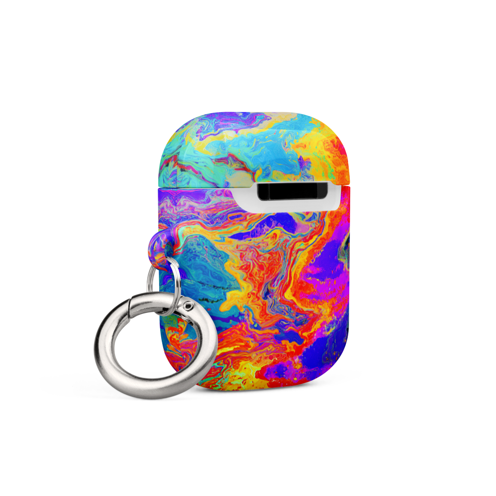 Vibrant AirPods protective case with carabiner back angle
