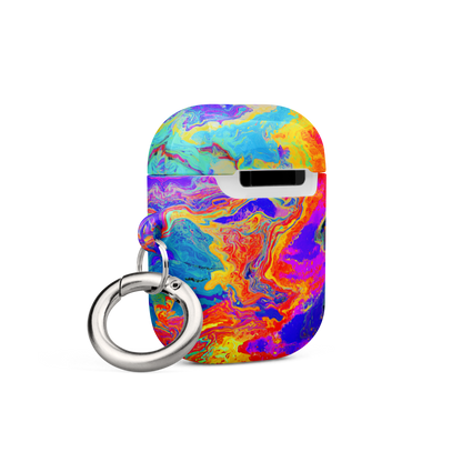 Vibrant AirPods protective case with carabiner back angle