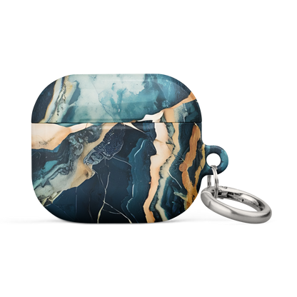 Azure Stone marble AirPods Gen 3 case front protective view