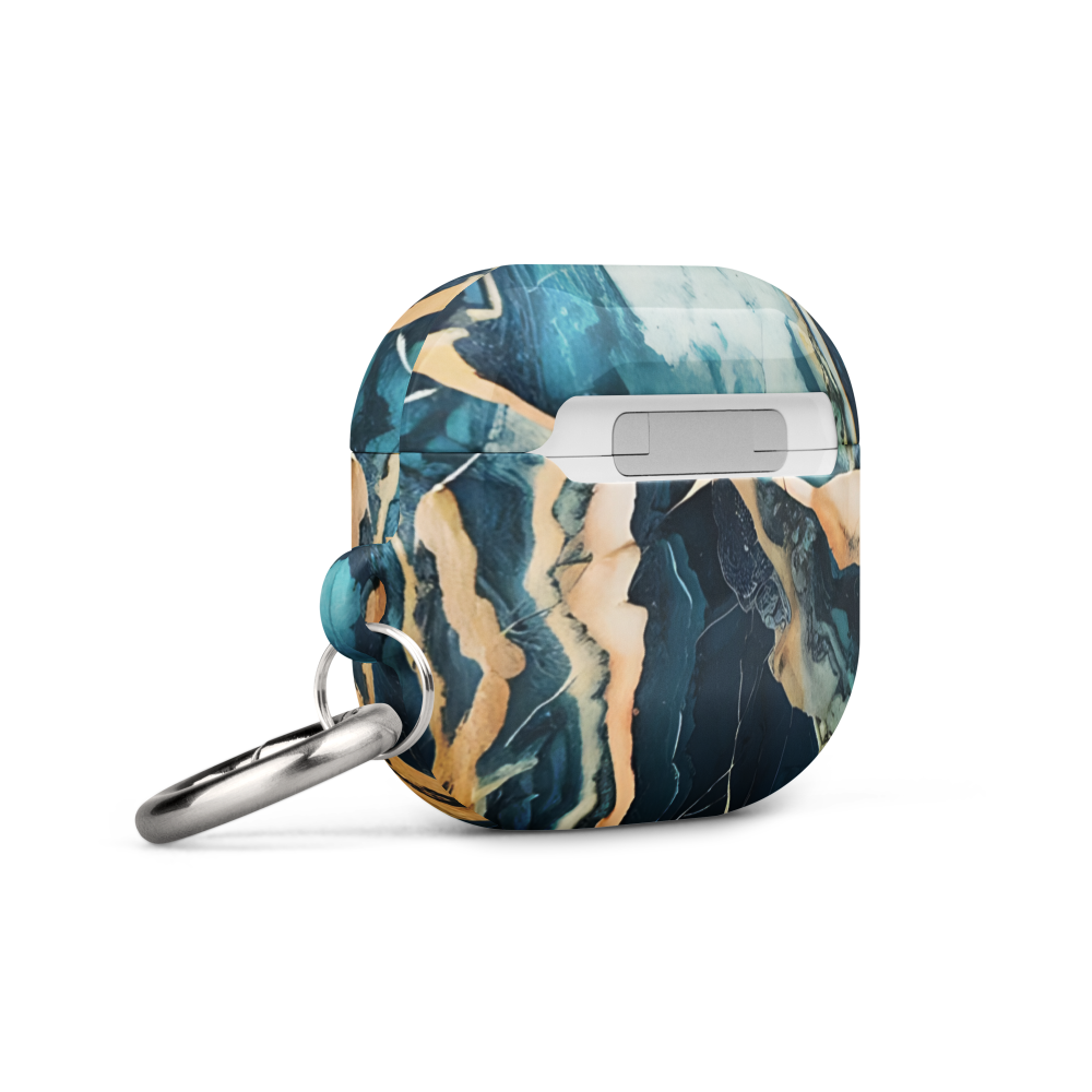 Azure Stone AirPods case with carabiner clip side angle