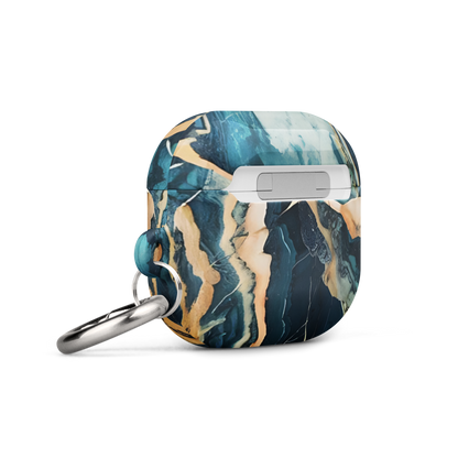 Azure Stone AirPods case with carabiner clip side angle