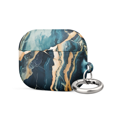 Blue marble AirPods Pro case with metal carabiner side view