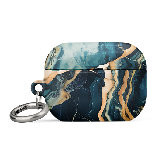 Azure Stone marble AirPods Pro Gen 2 case front view with blue pattern