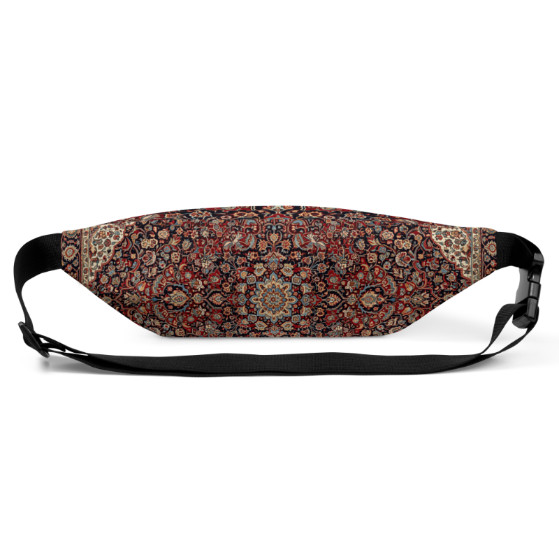 Case Temple Persian Rug mandala fanny pack back view with adjustable buckle strap and ornate all-over design