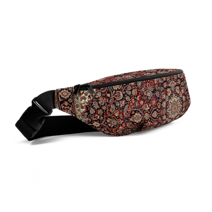 Case Temple Persian Rug mandala fanny pack front-left angle view with adjustable strap and ornate all-over print