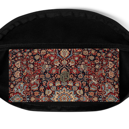 Case Temple Persian Rug fanny pack pocket detail close-up showing zippered compartment and ornate mandala print