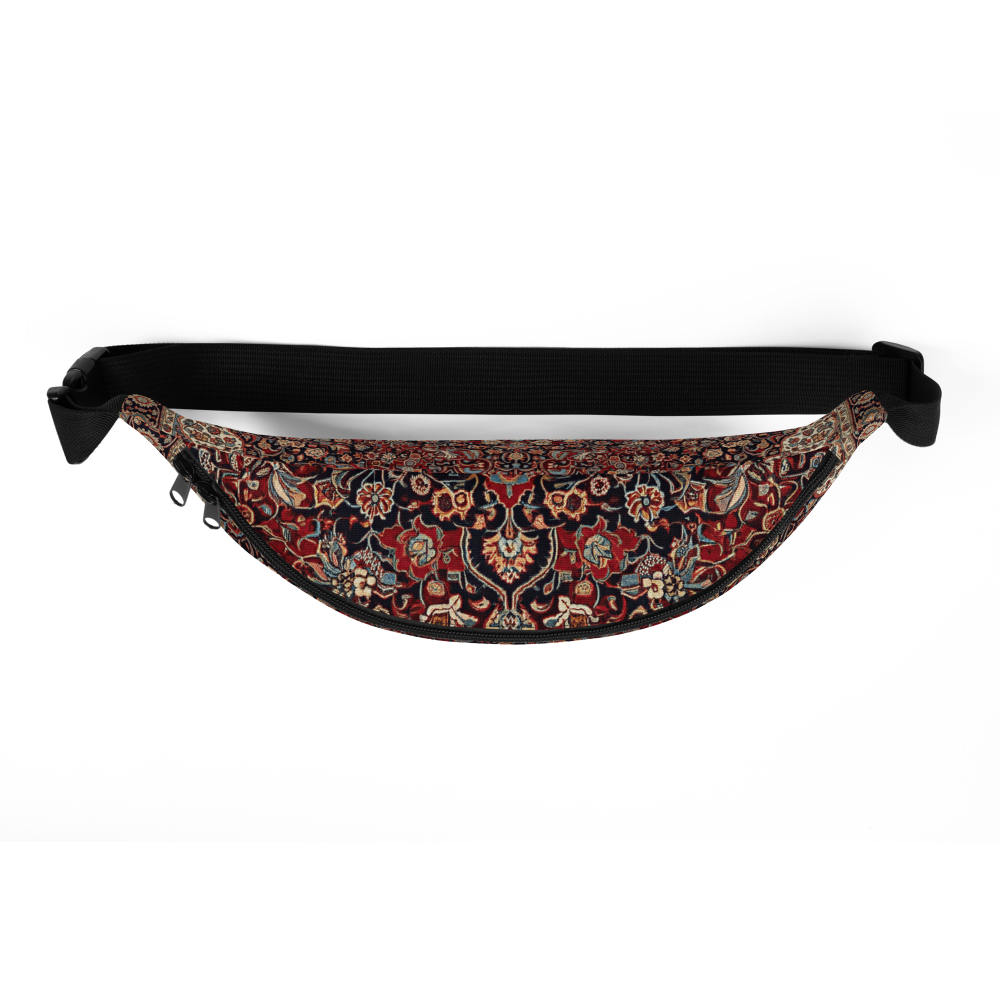 Persian Rug fanny pack top view spacious storage compartments festival waist bag