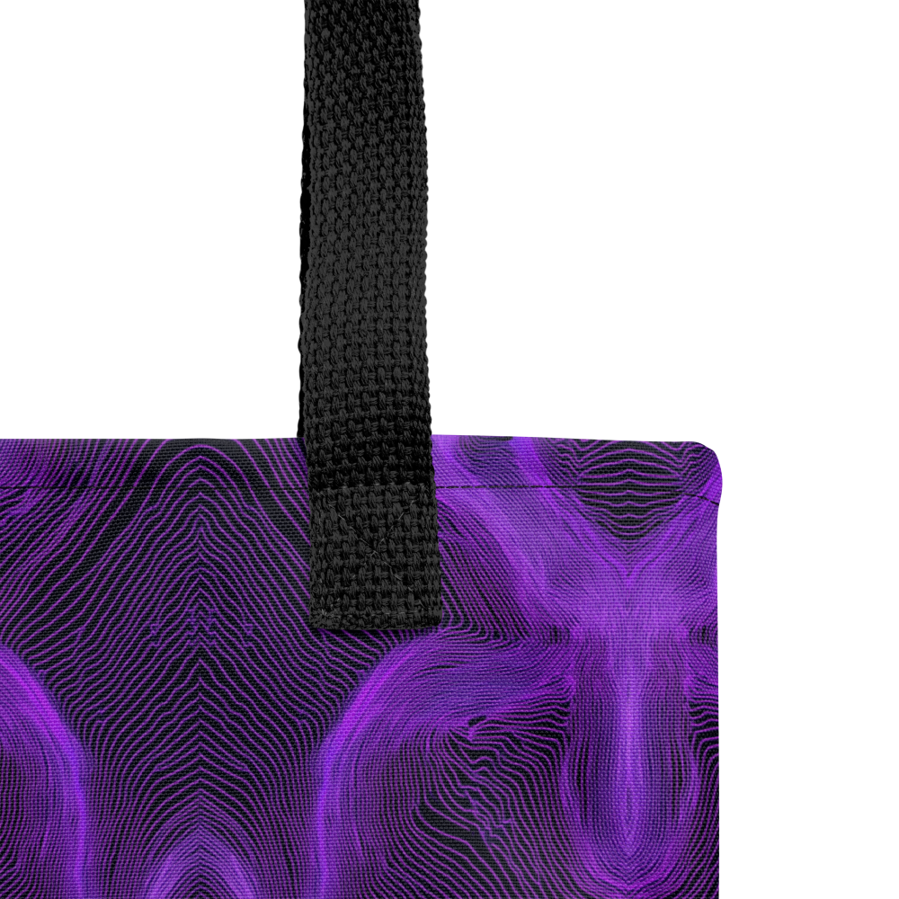 Purple bag with black strap on a white background