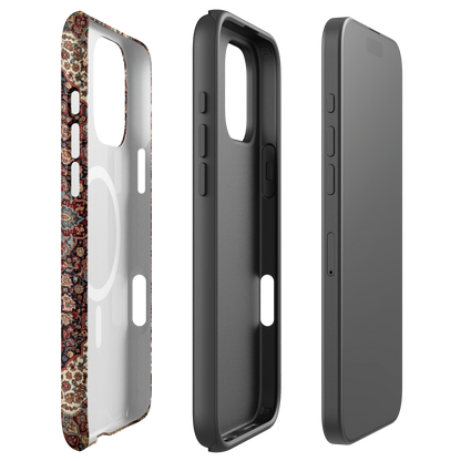 Persian Rug MagSafe iPhone 17 Pro Max case matte vintage mandala ethnic design shockproof Case Temple side view layers