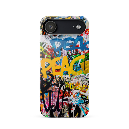 iPhone case with colorful graffiti-style design