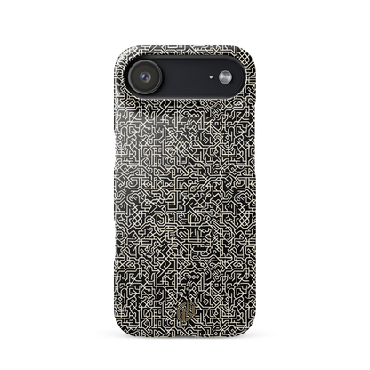 iPhone 17 case with black and white geometric pattern
