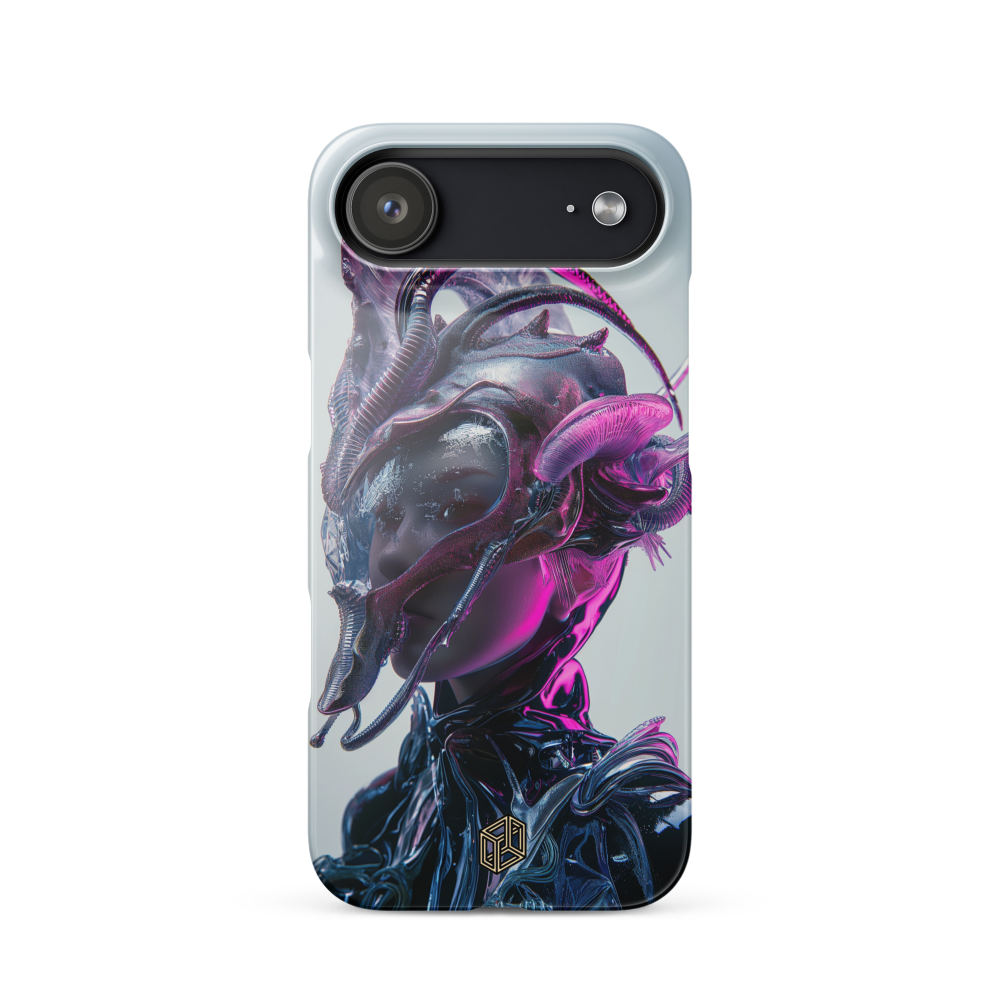 iPhone case with a futuristic cyberpunk design