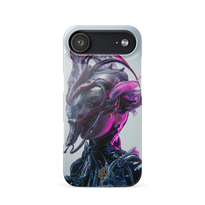 iPhone case with a futuristic cyberpunk design