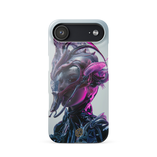 iPhone case with a futuristic cyberpunk design
