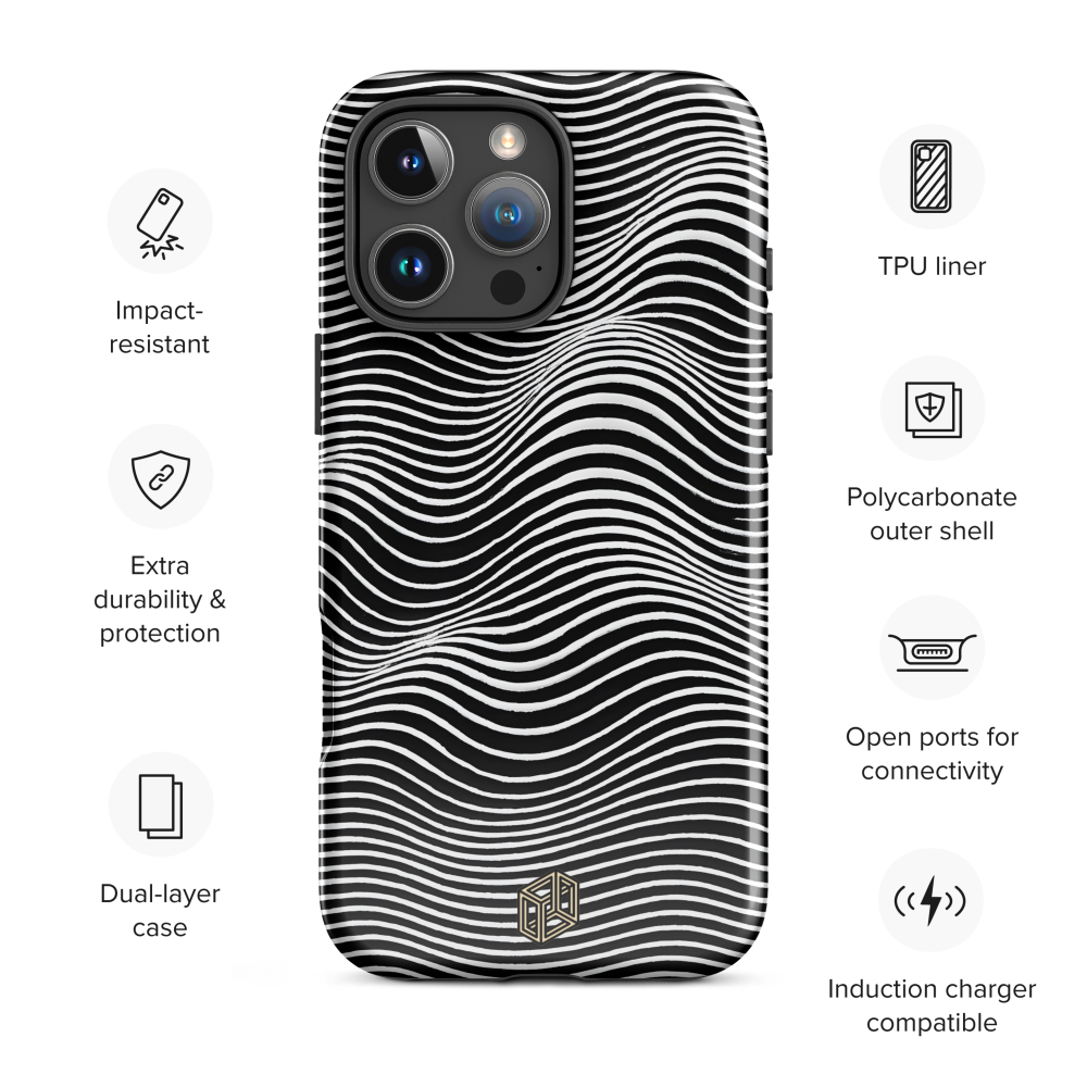Monochrome Waves - iPhone Case