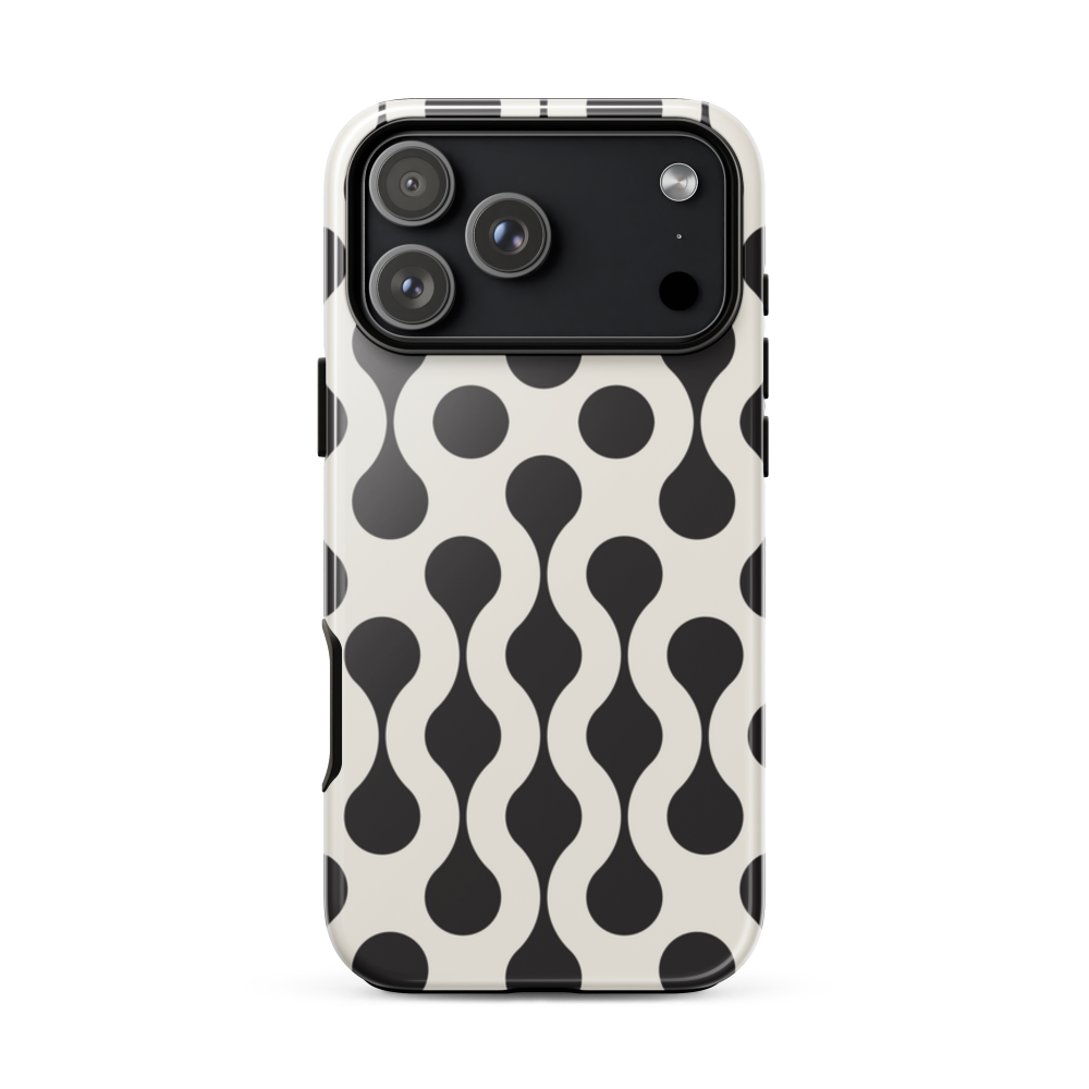 iPhone 17 case with black and white wavy pattern