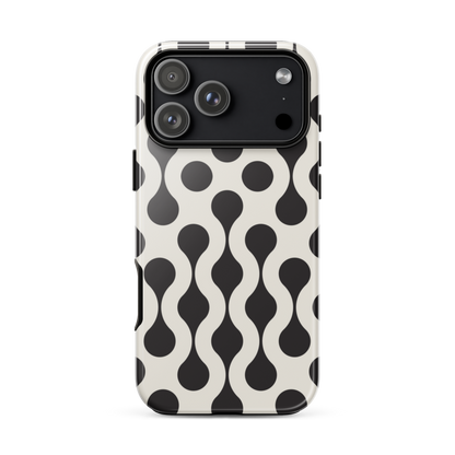 iPhone 17 case with black and white wavy pattern