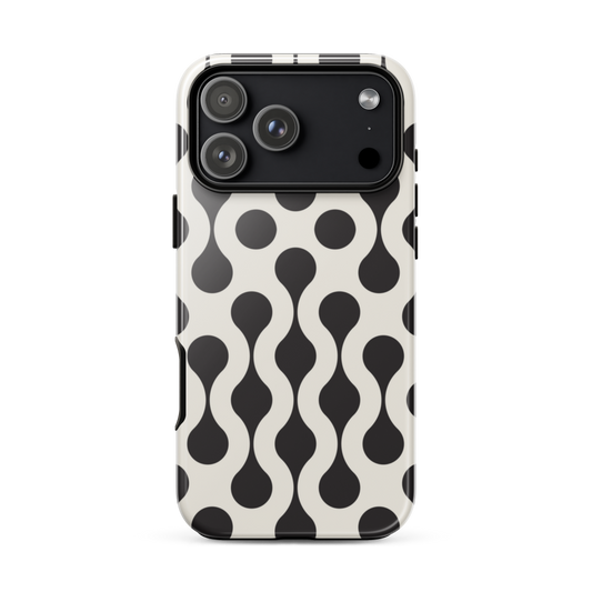 iPhone 17 case with black and white wavy pattern