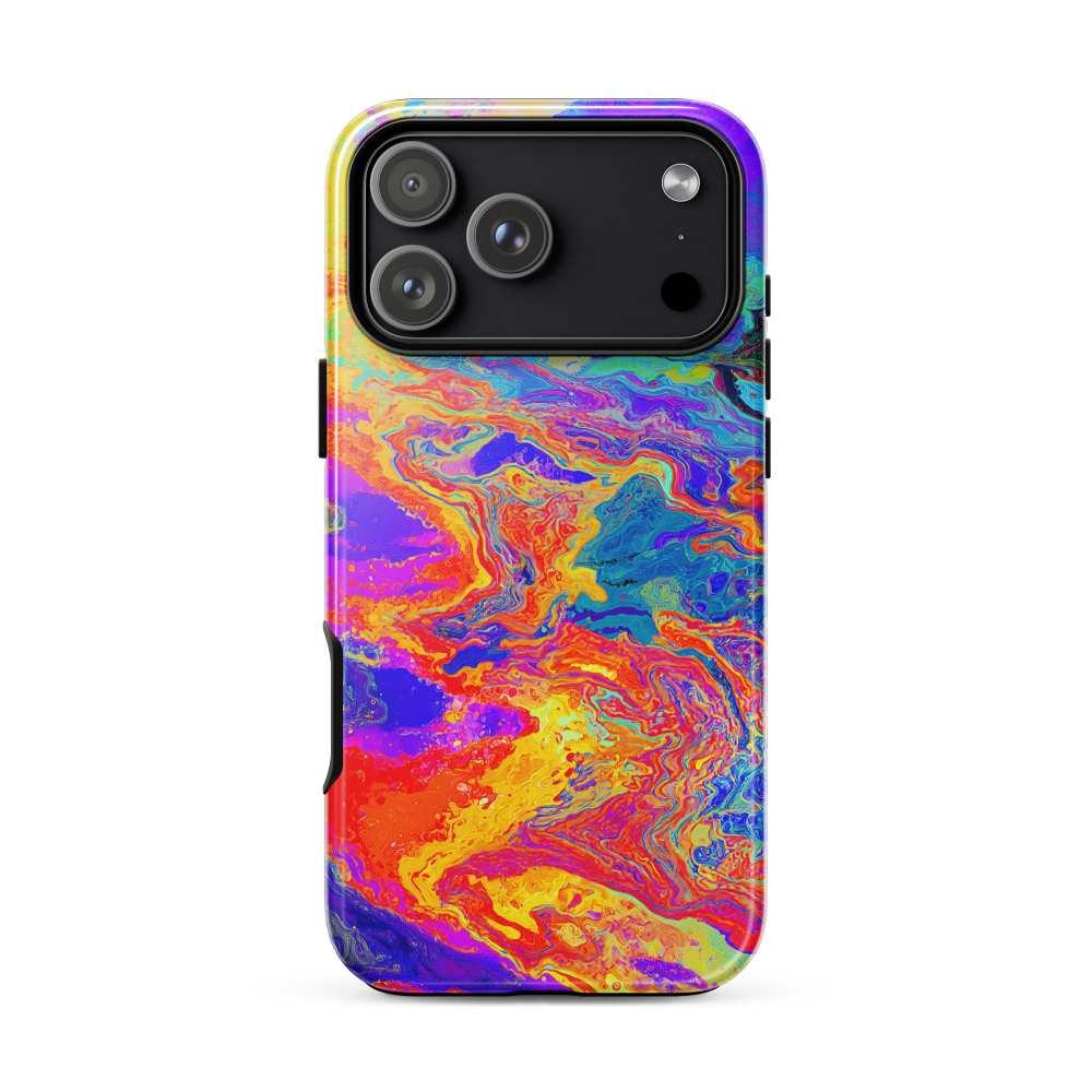 Colorful abstract phone case on a white background
