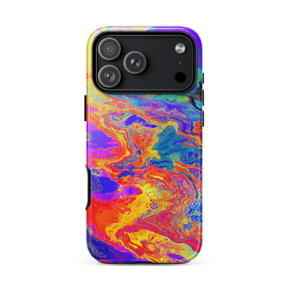 Colorful abstract phone case on a white background