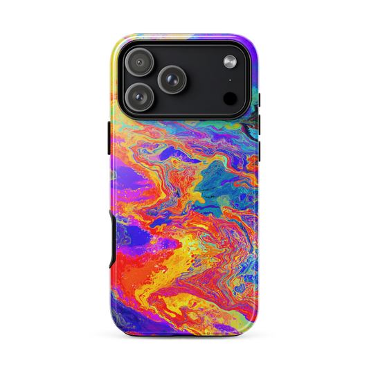 Colorful abstract phone case on a white background