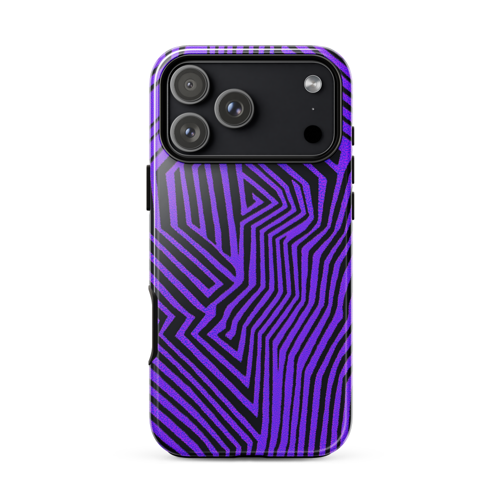 iPhone 17 case with purple geometric, maze pattern