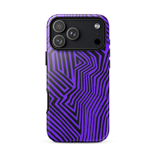 iPhone 17 case with purple geometric, maze pattern