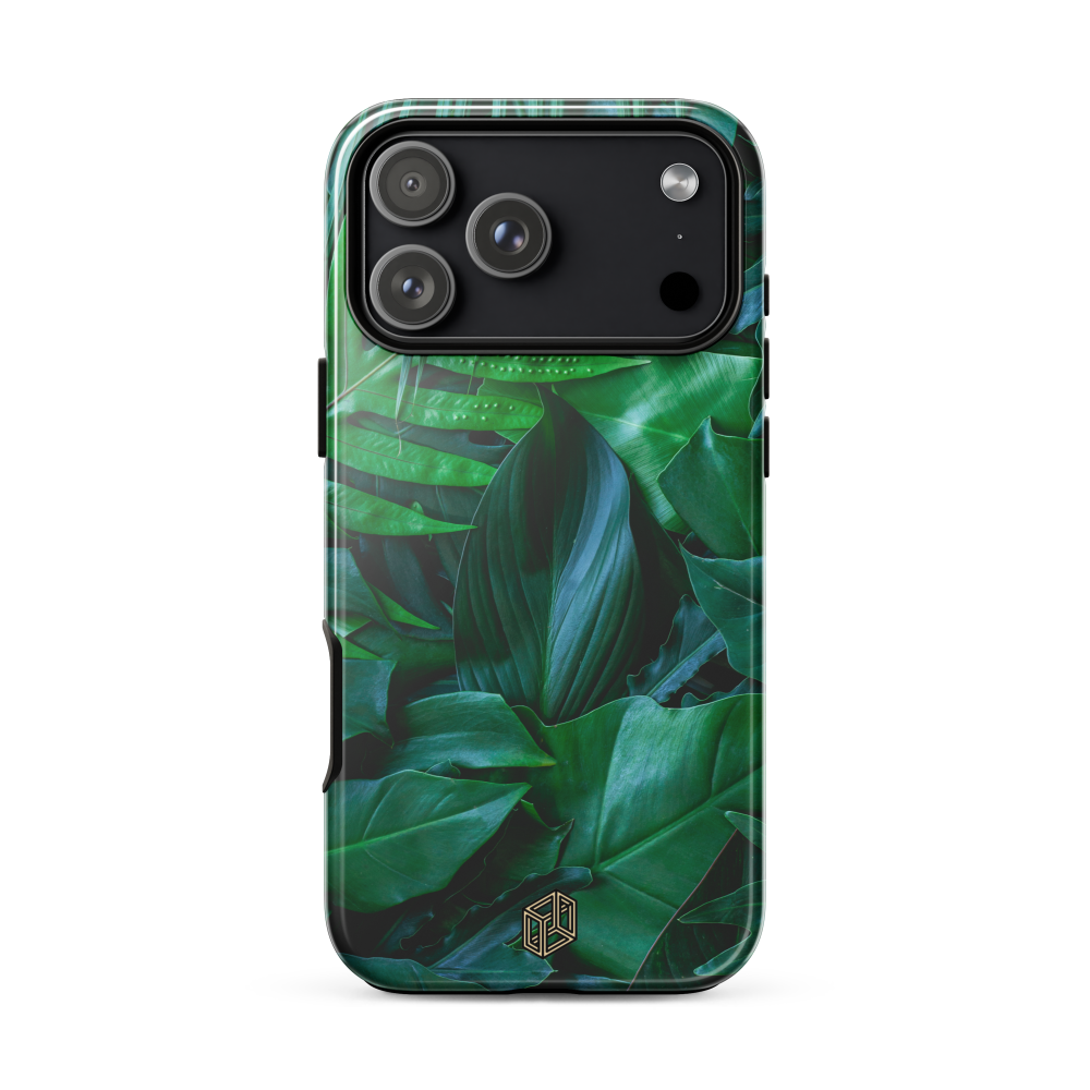 iPhone 17 case with green leaf pattern