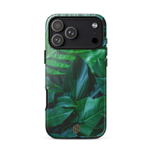 iPhone 17 case with green leaf pattern