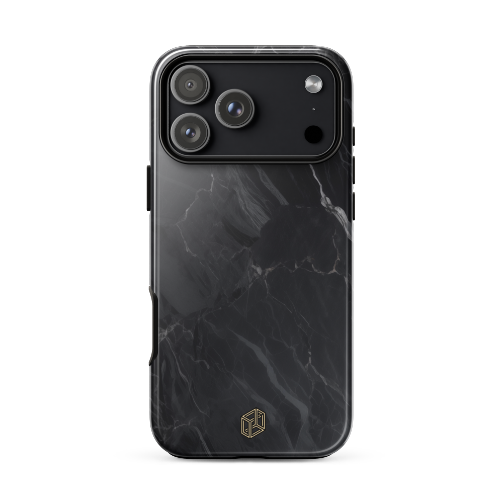 Black marble-patterned iPhone case