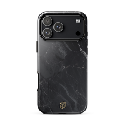 Black marble-patterned iPhone case