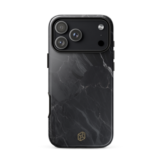 Black marble-patterned iPhone case
