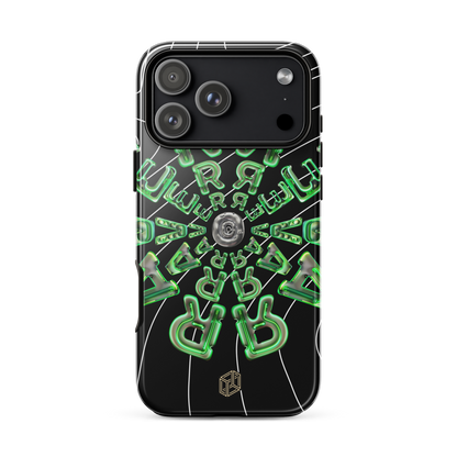 iPhone case with green geometric design | Festival Raver Essentials