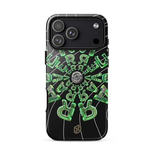 iPhone case with green geometric design | Festival Raver Essentials