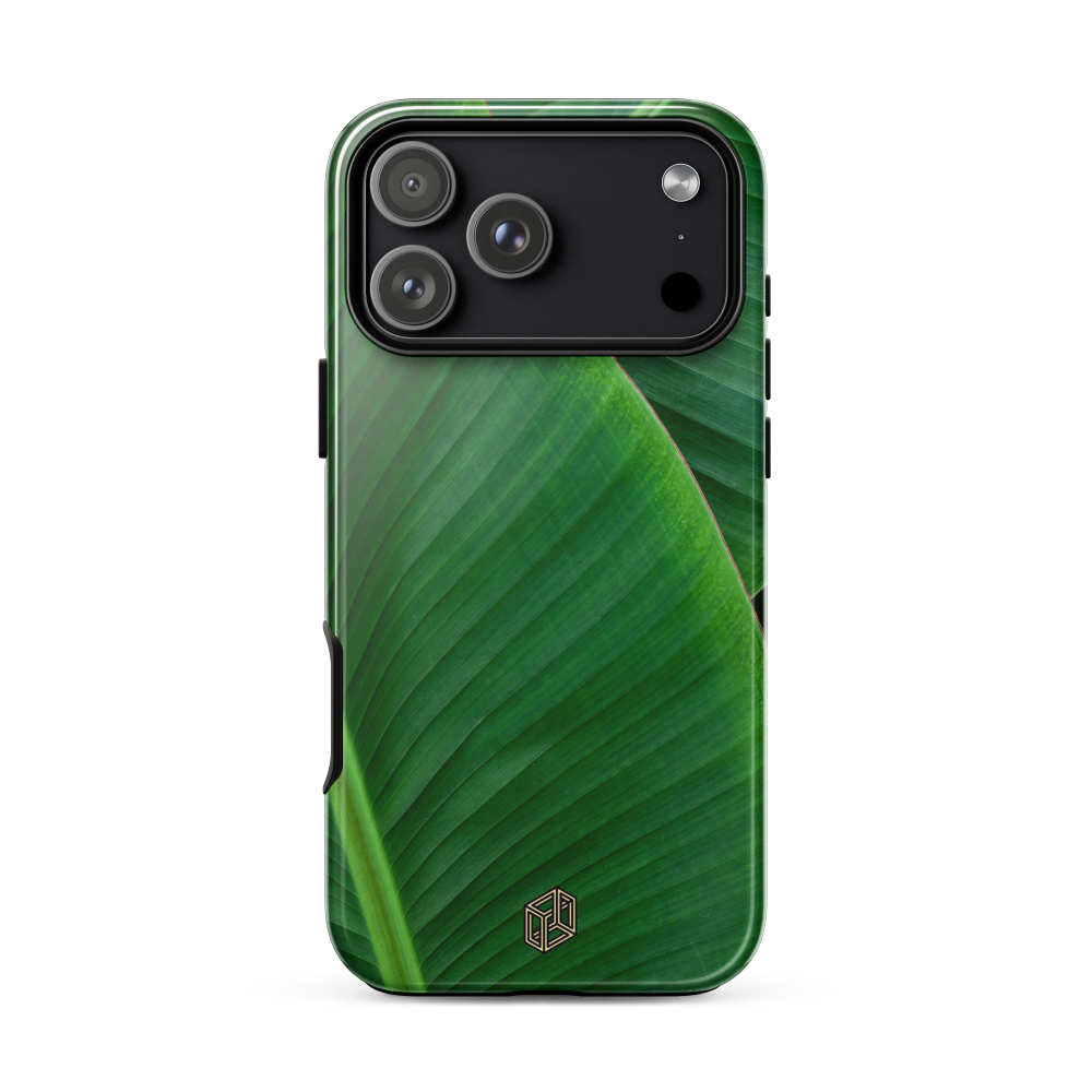 iPhone 17 Pro case with green leaf pattern