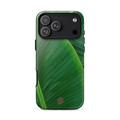 iPhone 17 Pro case with green leaf pattern