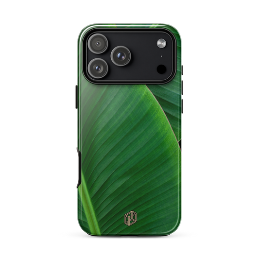 iPhone 17 Pro case with green leaf pattern
